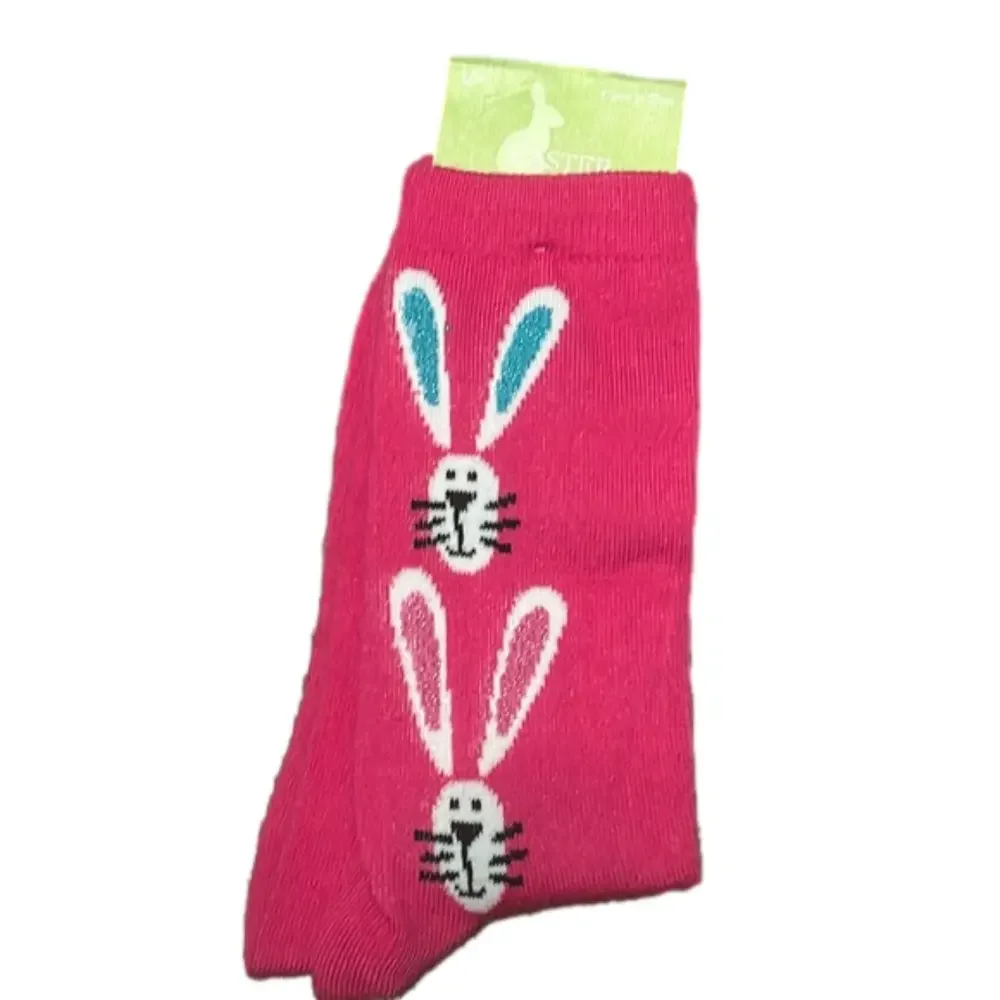 Pink Easter Bunny Crew Socks NWT